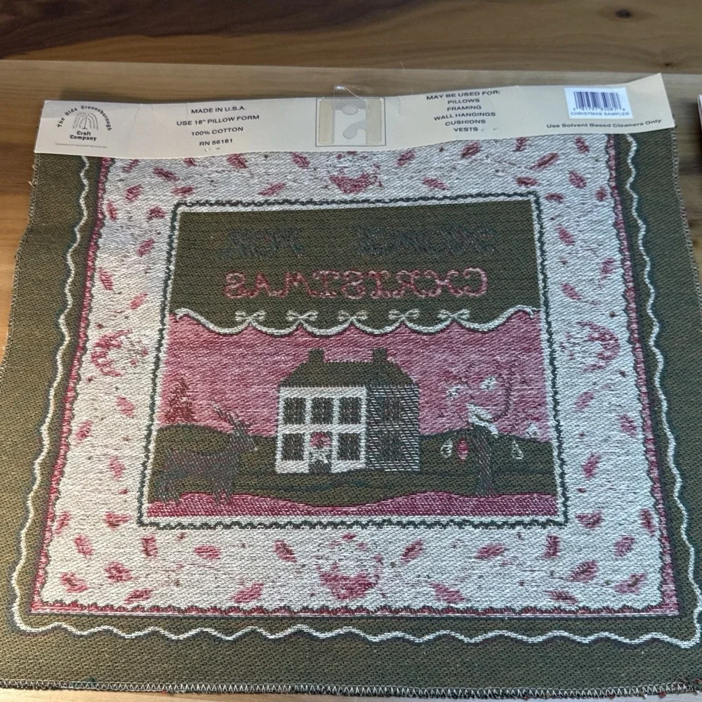 New (2) Jacquard Loomed Tapestry Home For Christmas Pillows Framing Wall 18x16